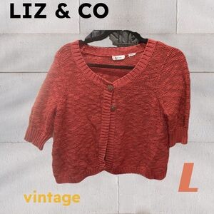 👍*GUC* LIZ & CO | L | Vintage Brick red slighly cropped knit cardigan